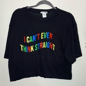 Fashion Nova Colourful Print I Can’t Even Think Straight Crop Top